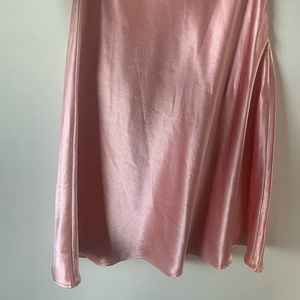 Pink silk midi skirt